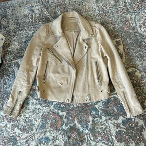 Blank NYC cream leather moto jacket